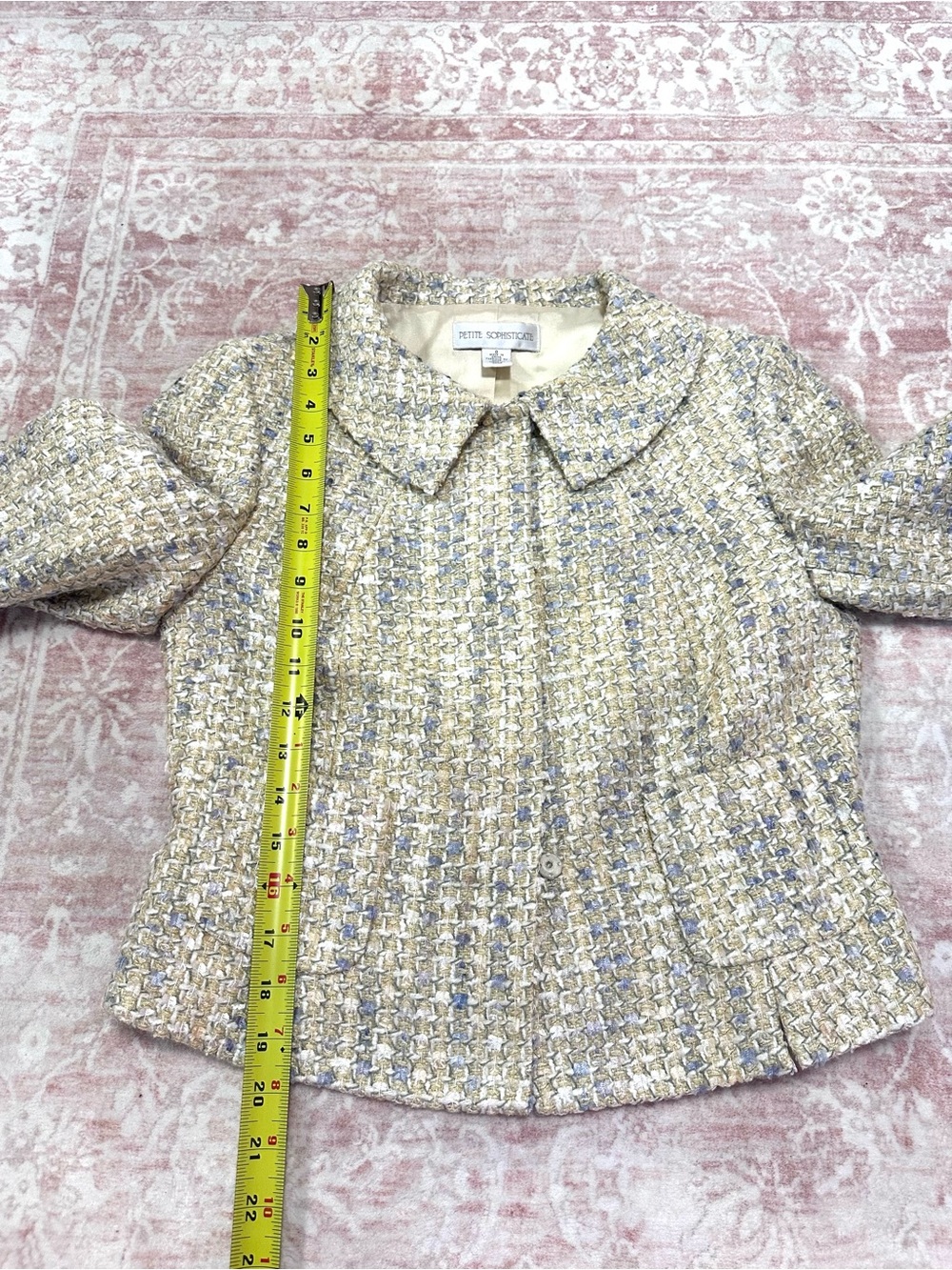 Vintage ✨ Tweed Pastel Metallic Cropped Jacket - Picture 11 of 13